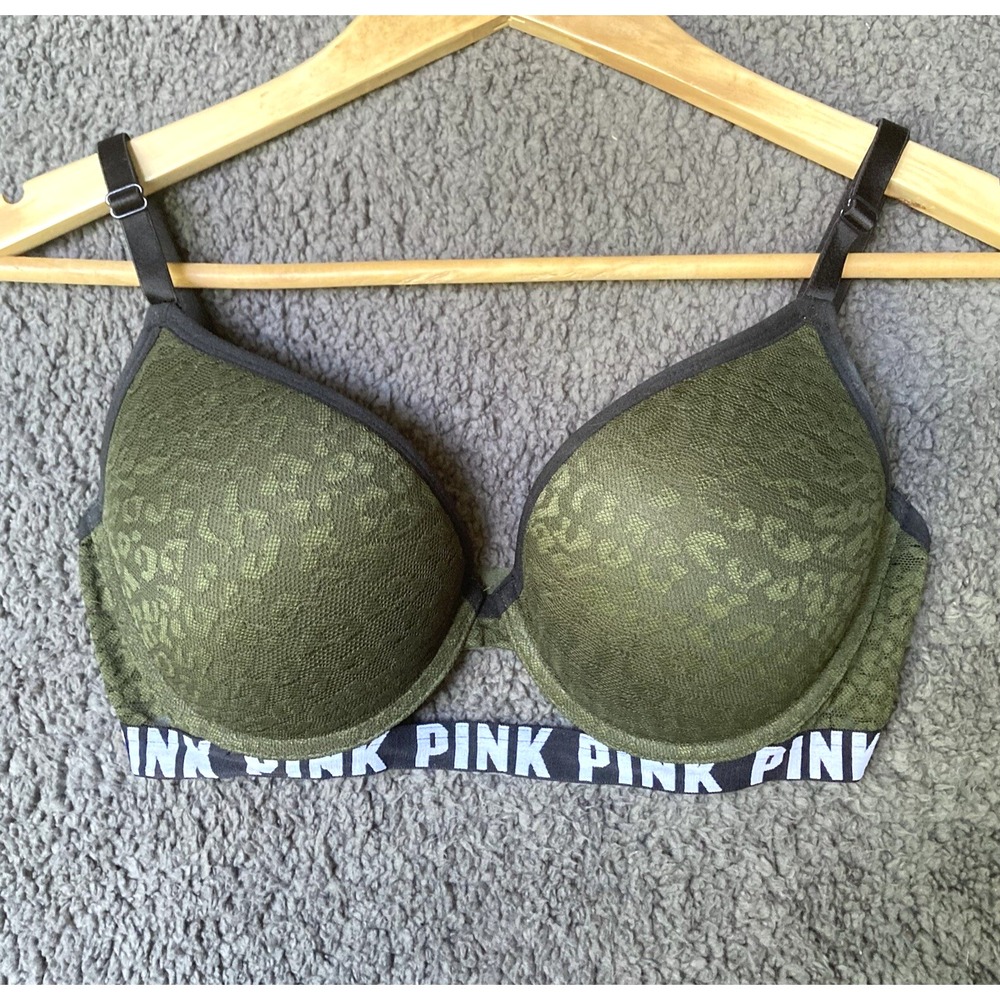 Victoria Secret Wear Everywhere Push Up Womens Bra 32DD Multiway Olive Green